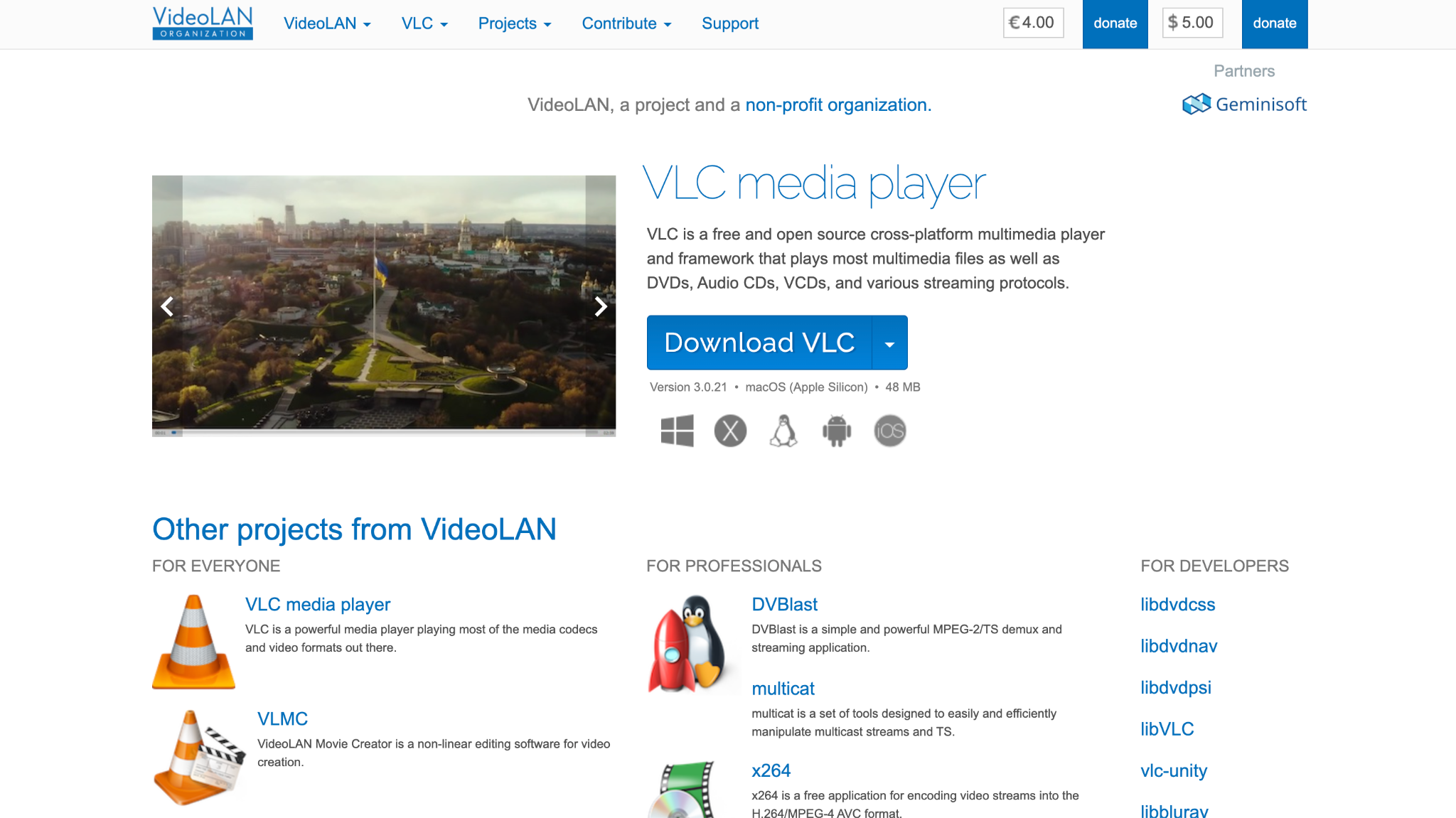 vlc media player homepage