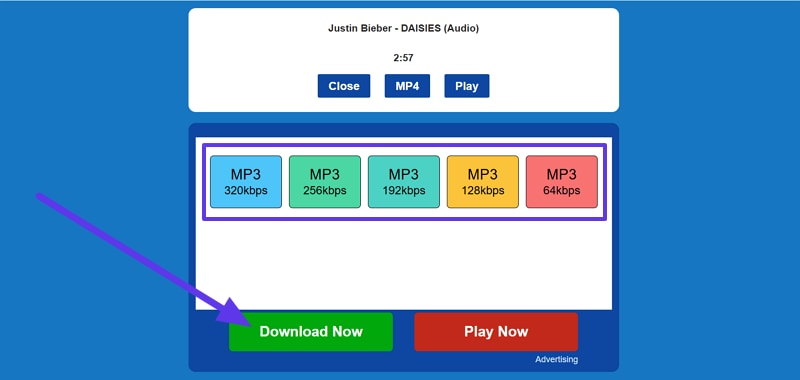 choose mp3 bitrate to download music from mp3 juice