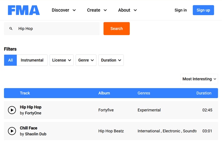 free MP3 music downloader option fma
