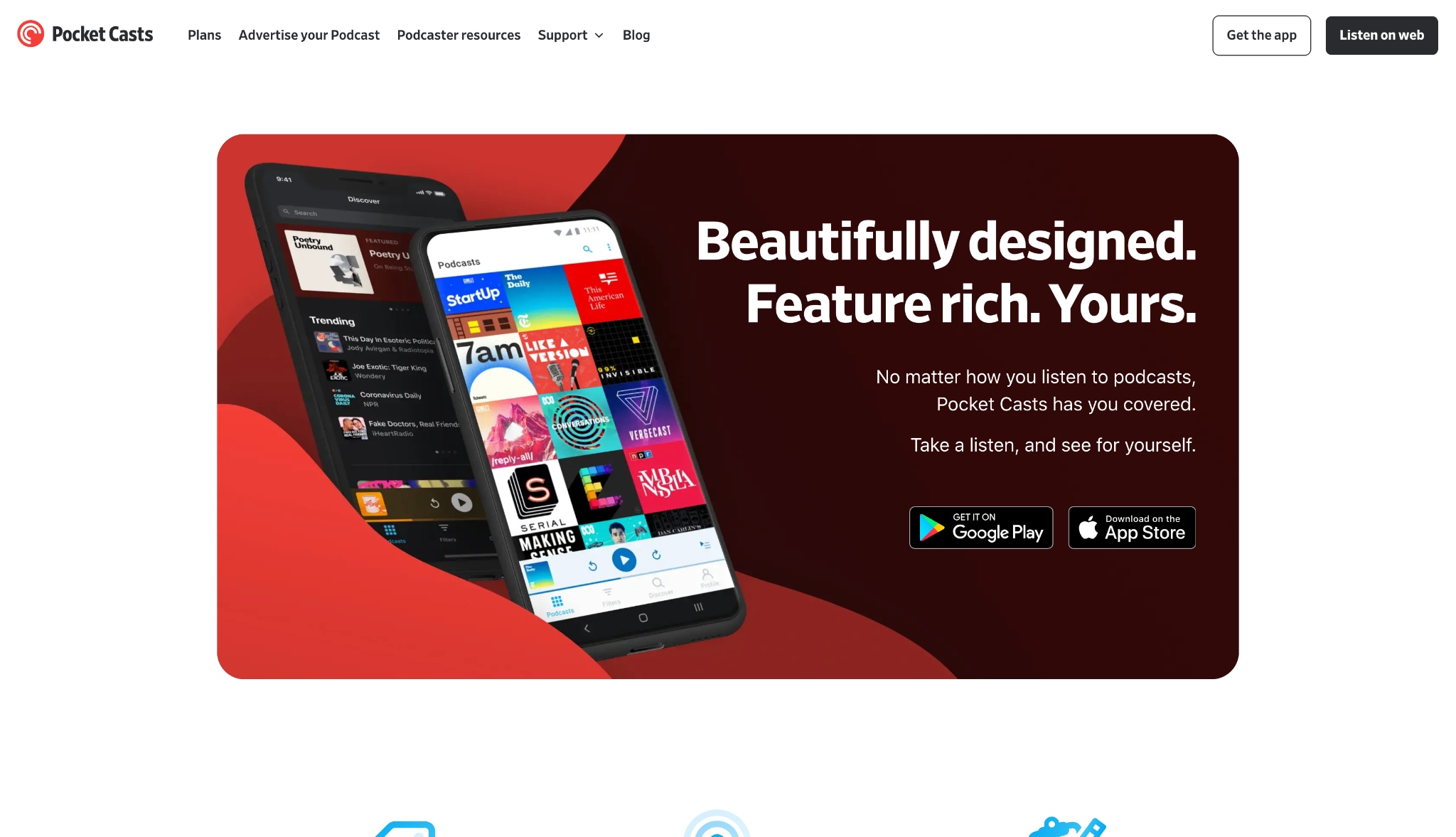 pocket casts homepage