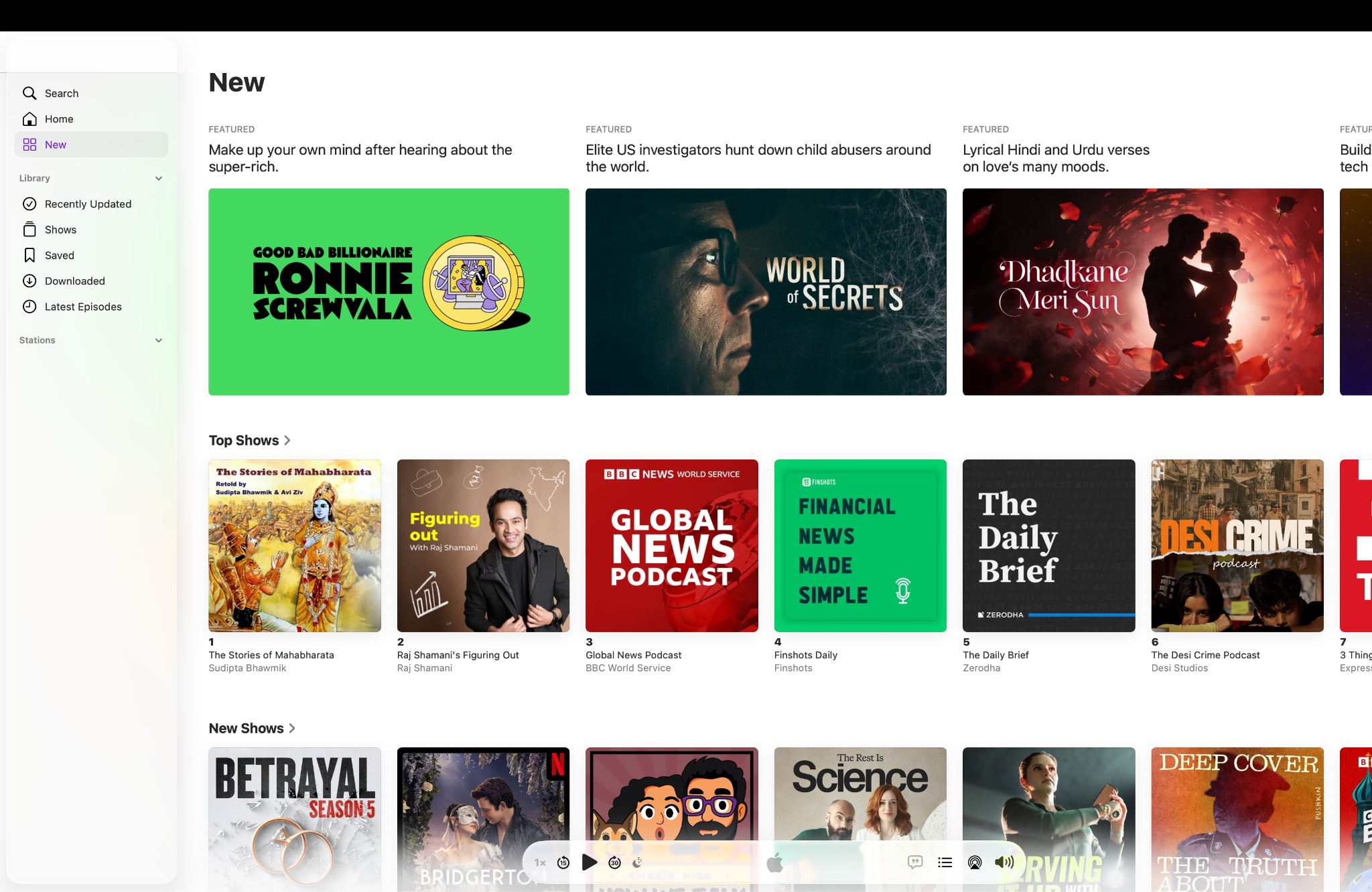 apple podcasts homepage