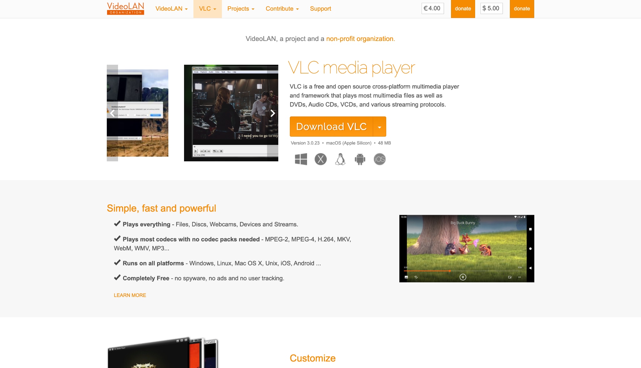 vlc media player homepage