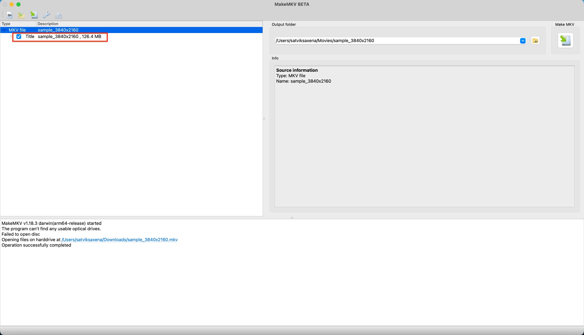 choose video titles to extract in makemkv