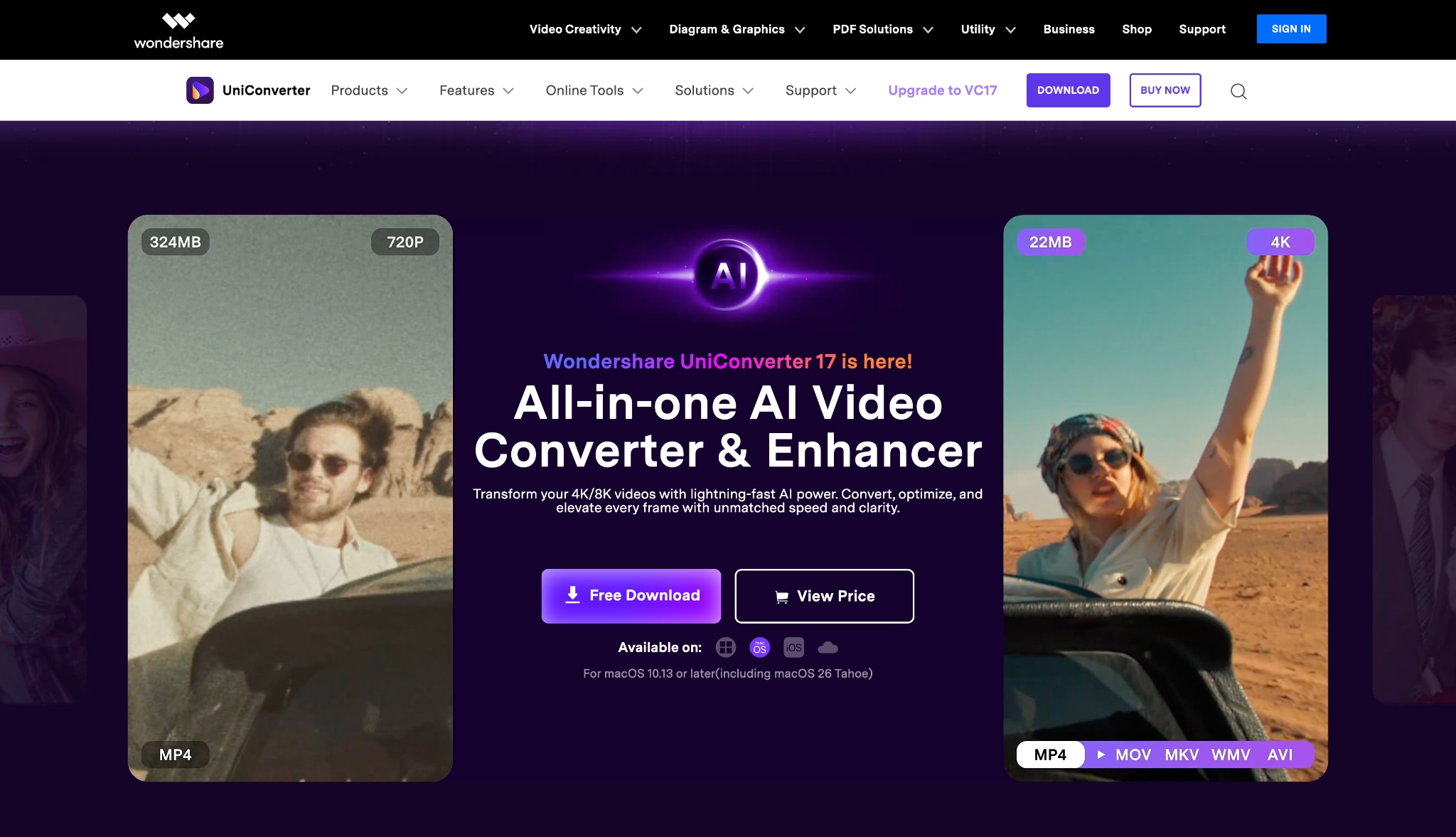 wondershare uniconverter homepage