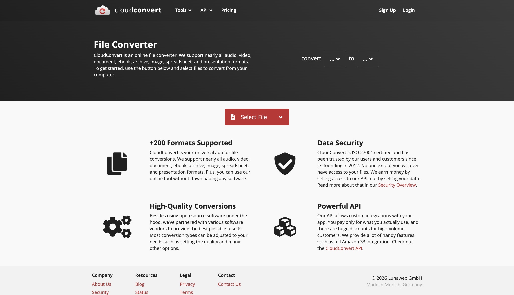 cloudconverter home page
