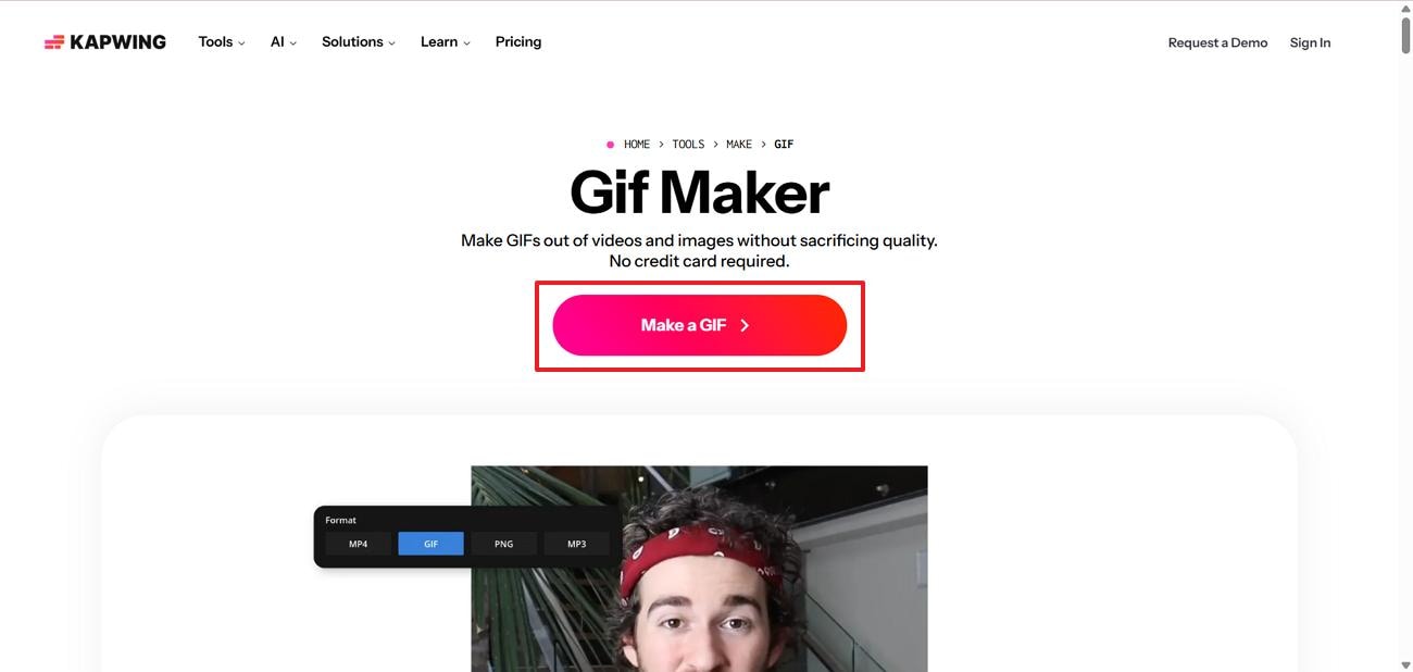 click make a gif on kapwing