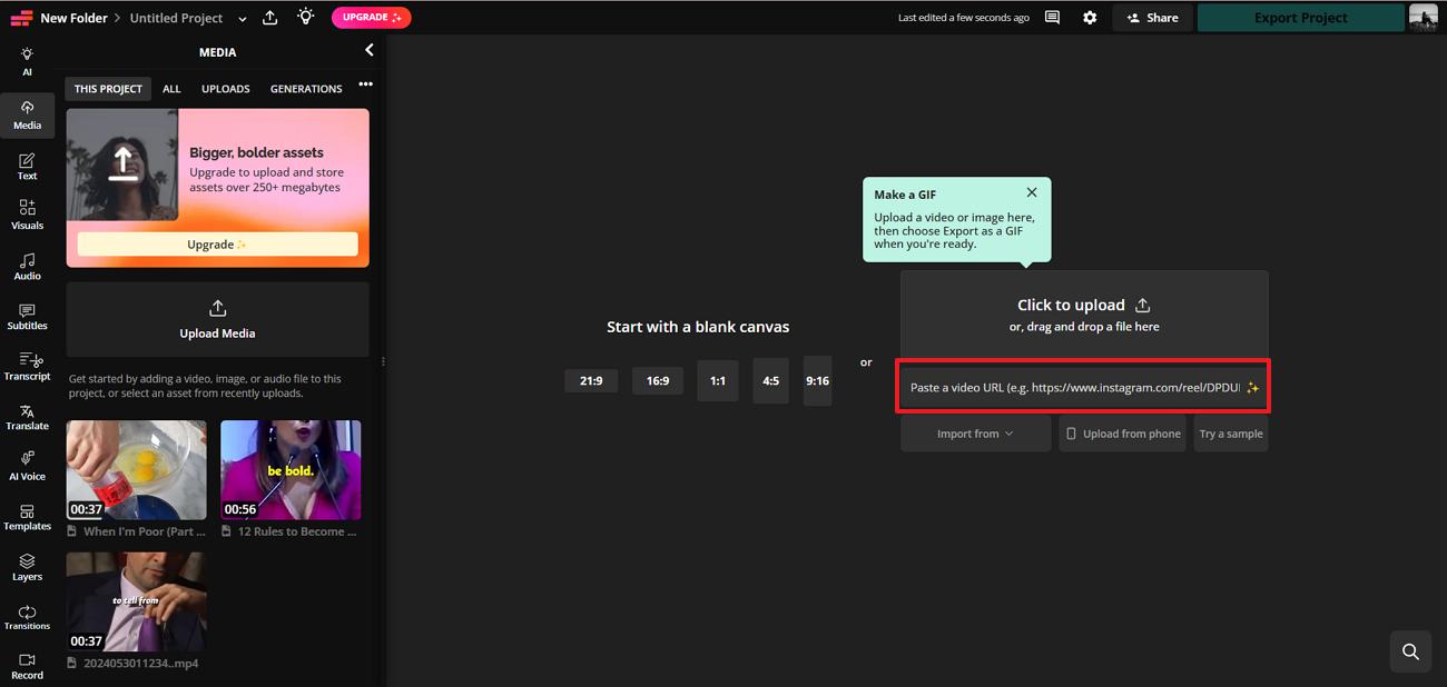 paste tiktok link kapwing