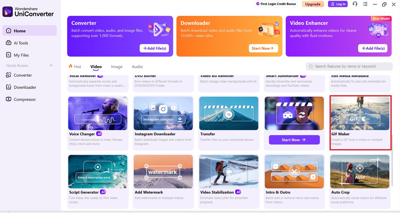 choose uniconverter gif maker