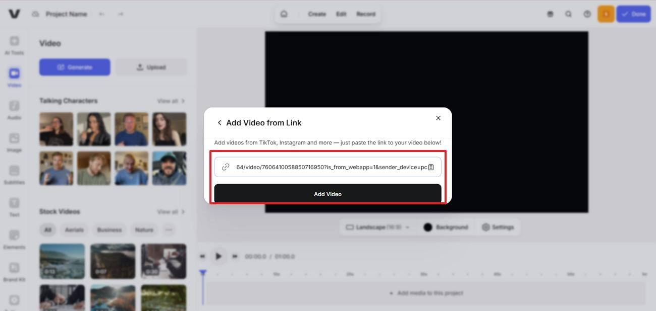 press add video in veed