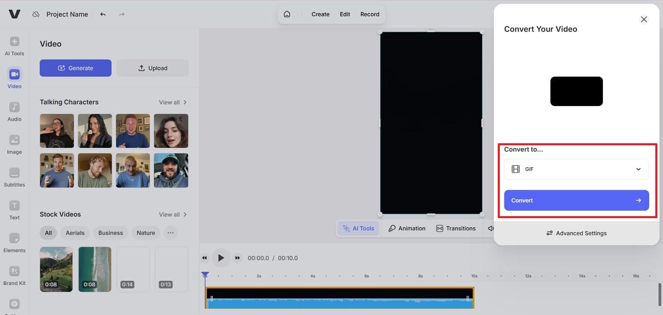choose gif to convert veed