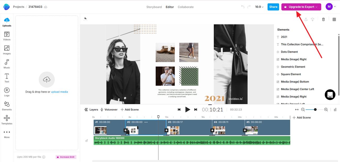 add videos and export invideo
