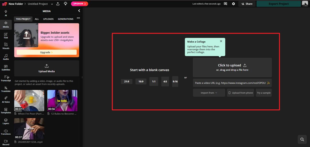 import videos for collage kapwing
