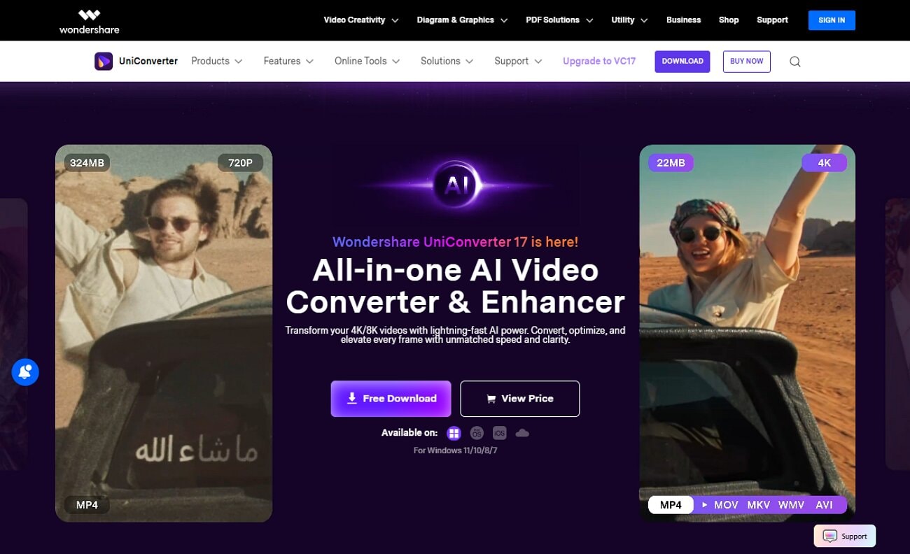 launch uniconverter tool to convert files