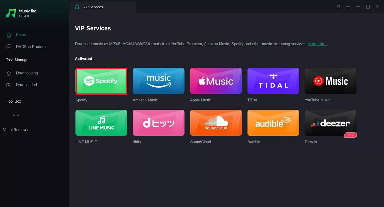 choose spotify platform in this interface