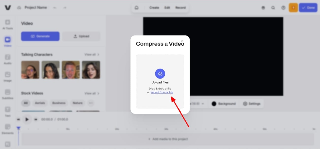 drag drop file veed video