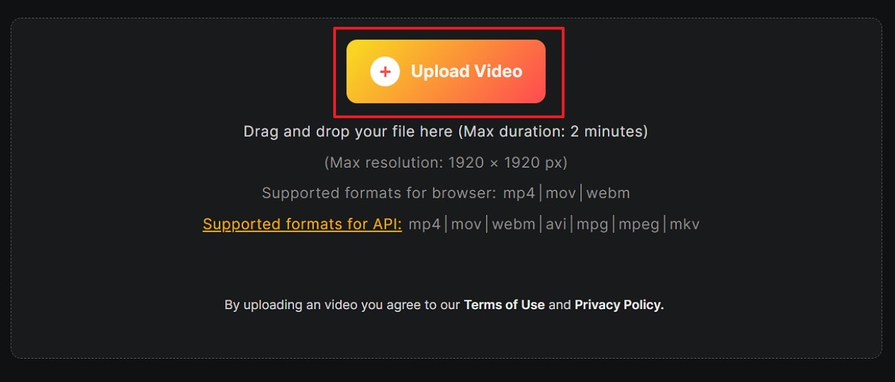 select upload video option watermarkremove