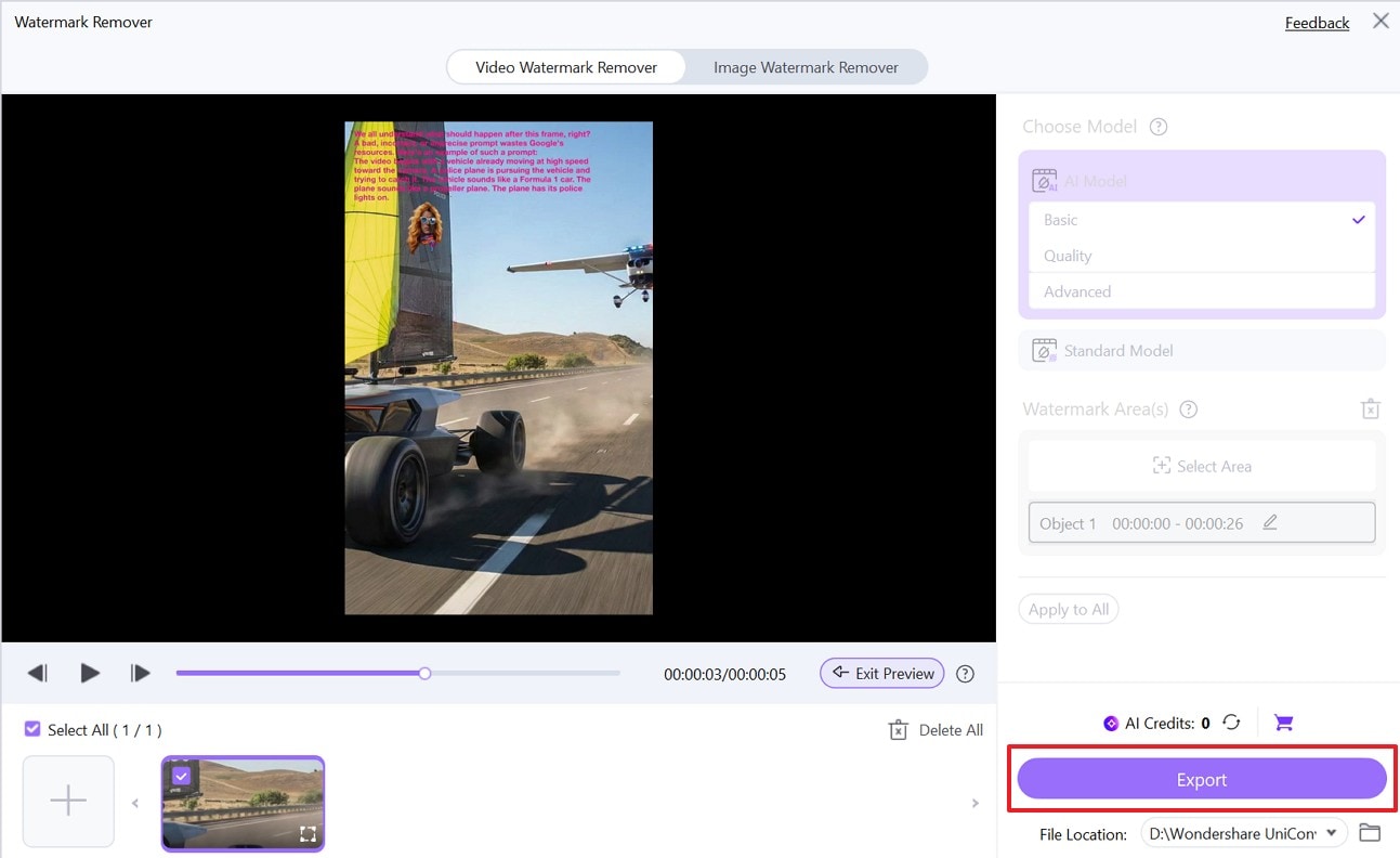 export the finalize video