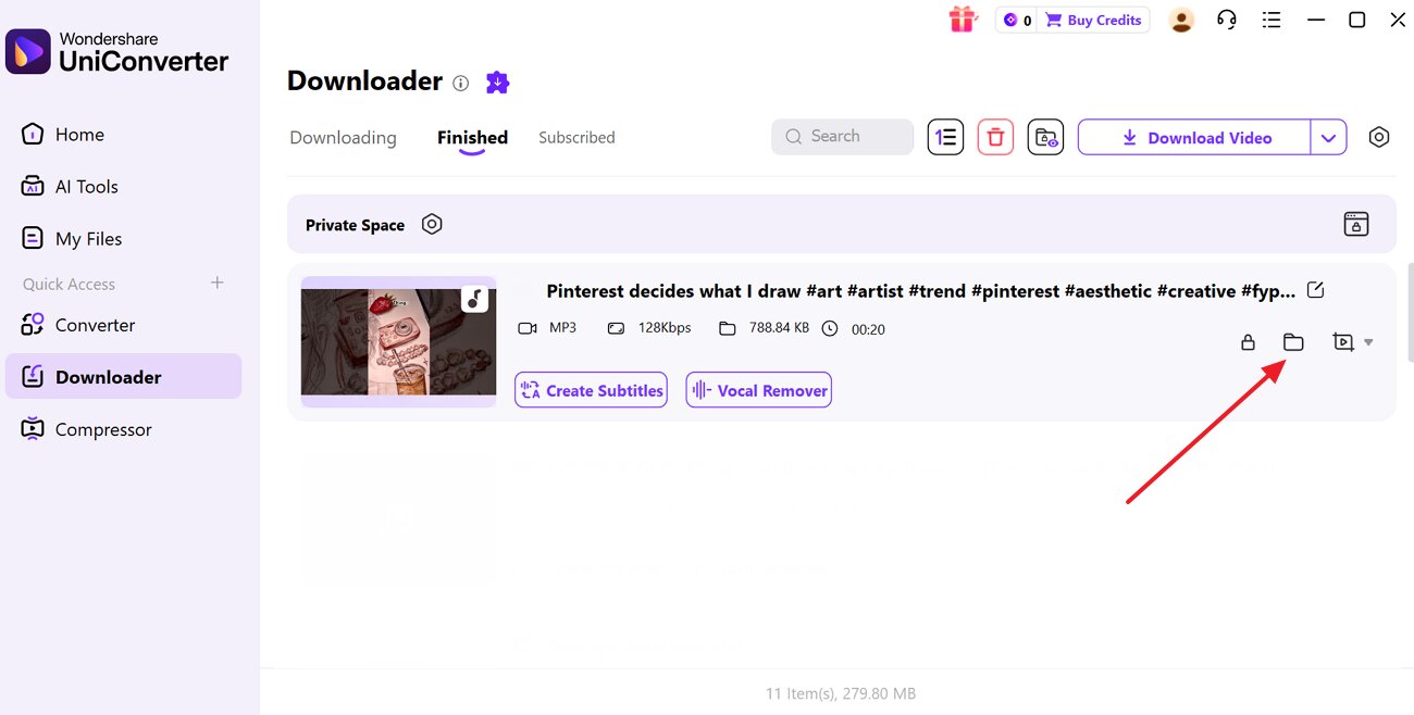 locate the downloaded video file