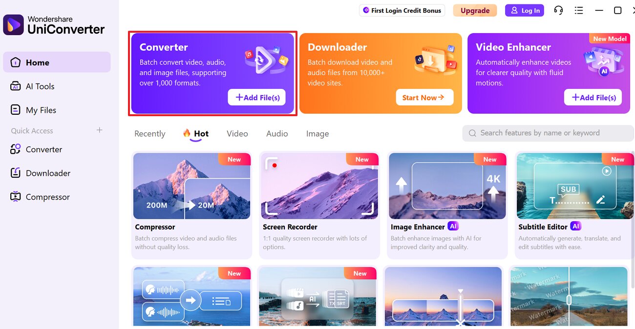 choose add files in converter tool