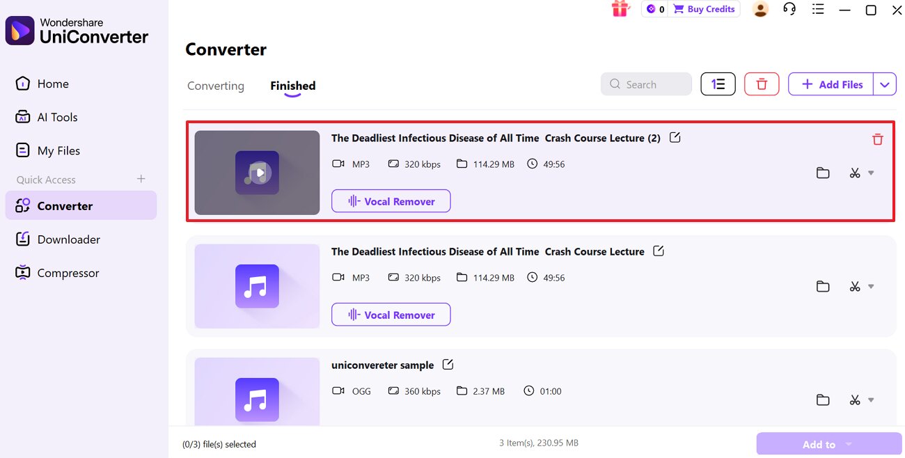 access the downloaded audio file