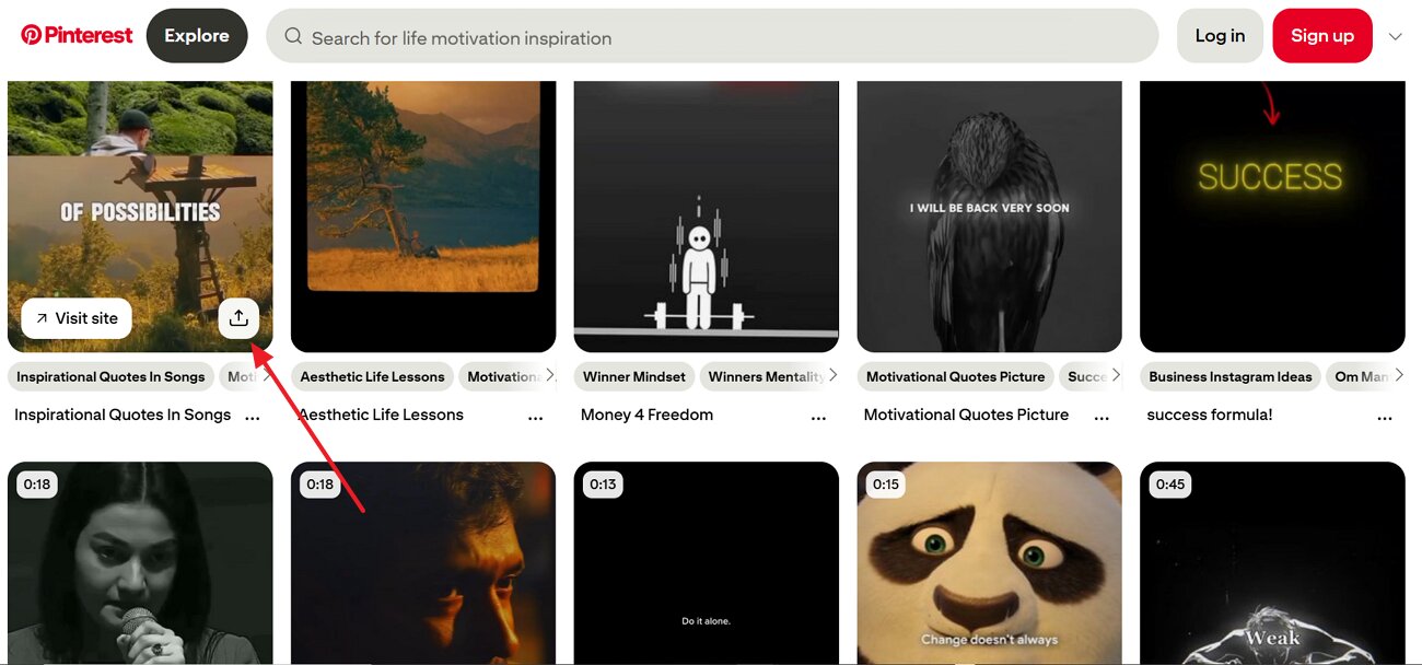 copy the desired pinterest video link