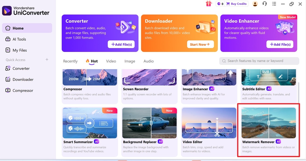 access the watermark remover feature