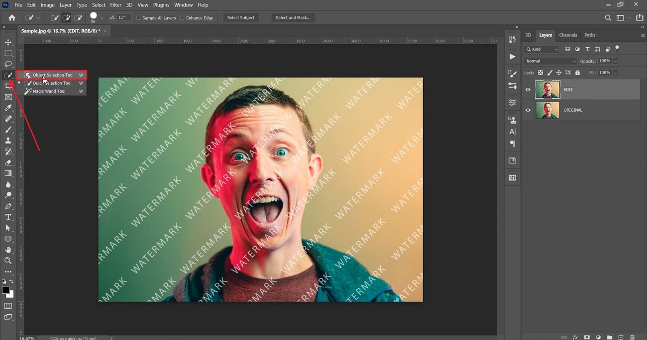 choose the object selection tool