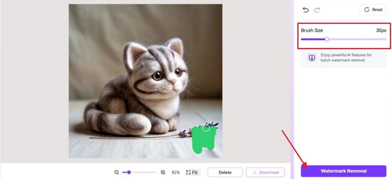 brush the watermark area