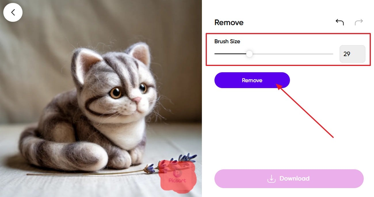 press the remove button to start