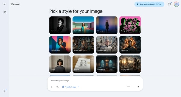 google gemini homepage