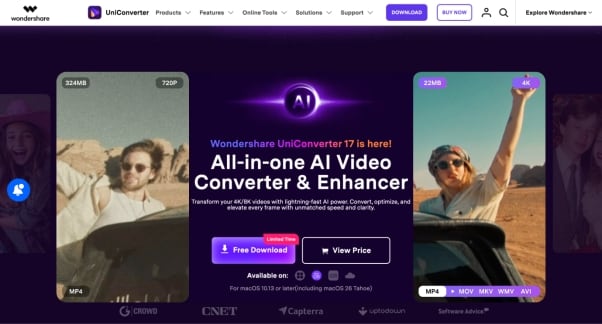 wondershare uniconverter homepage