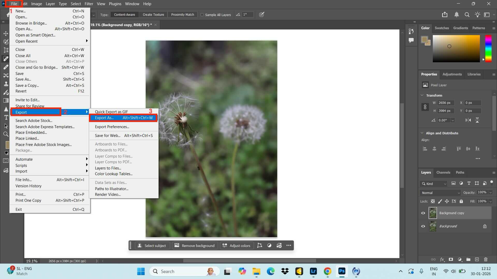 adobe photoshop export file