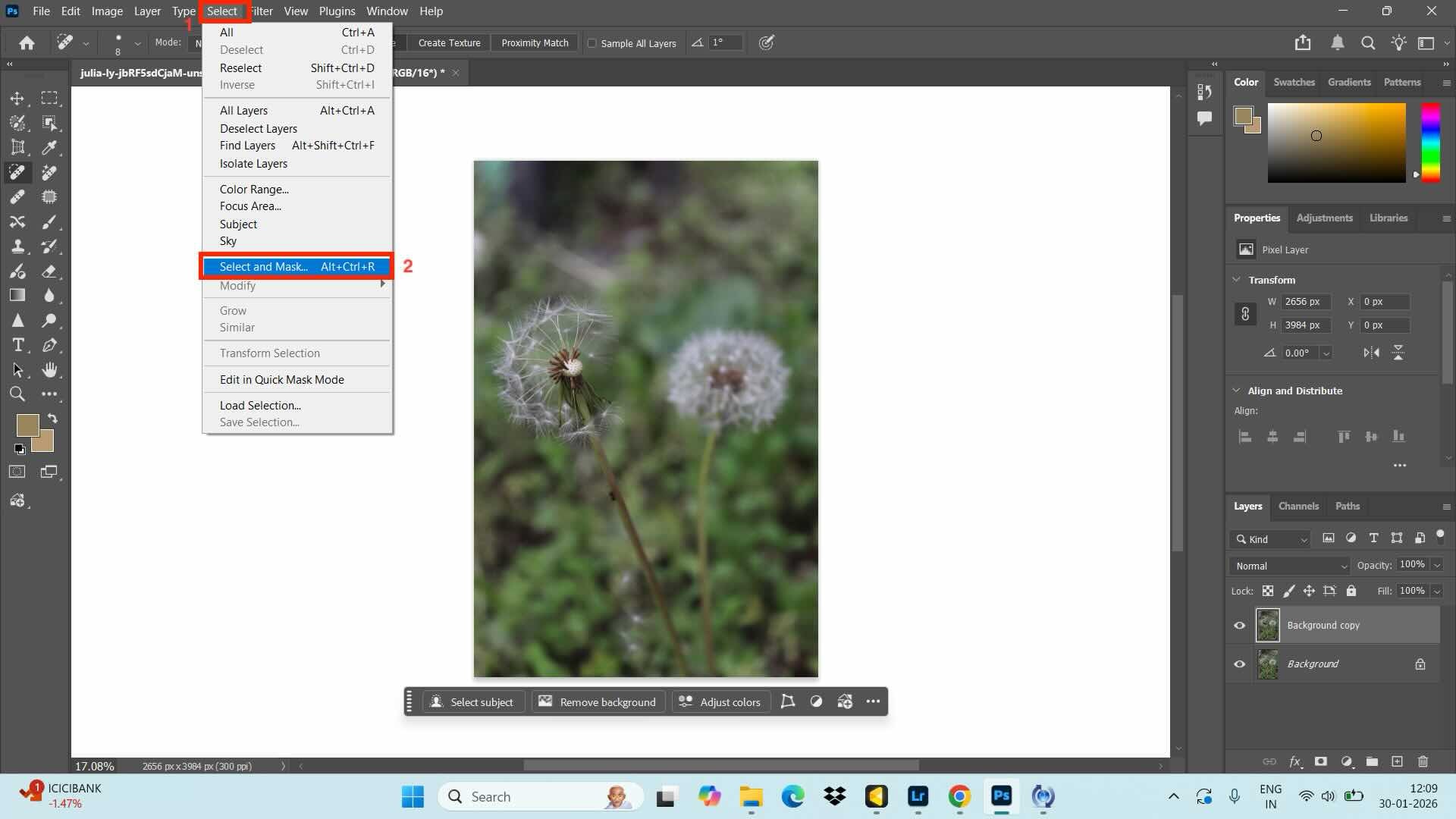 adobe photoshop select and mask