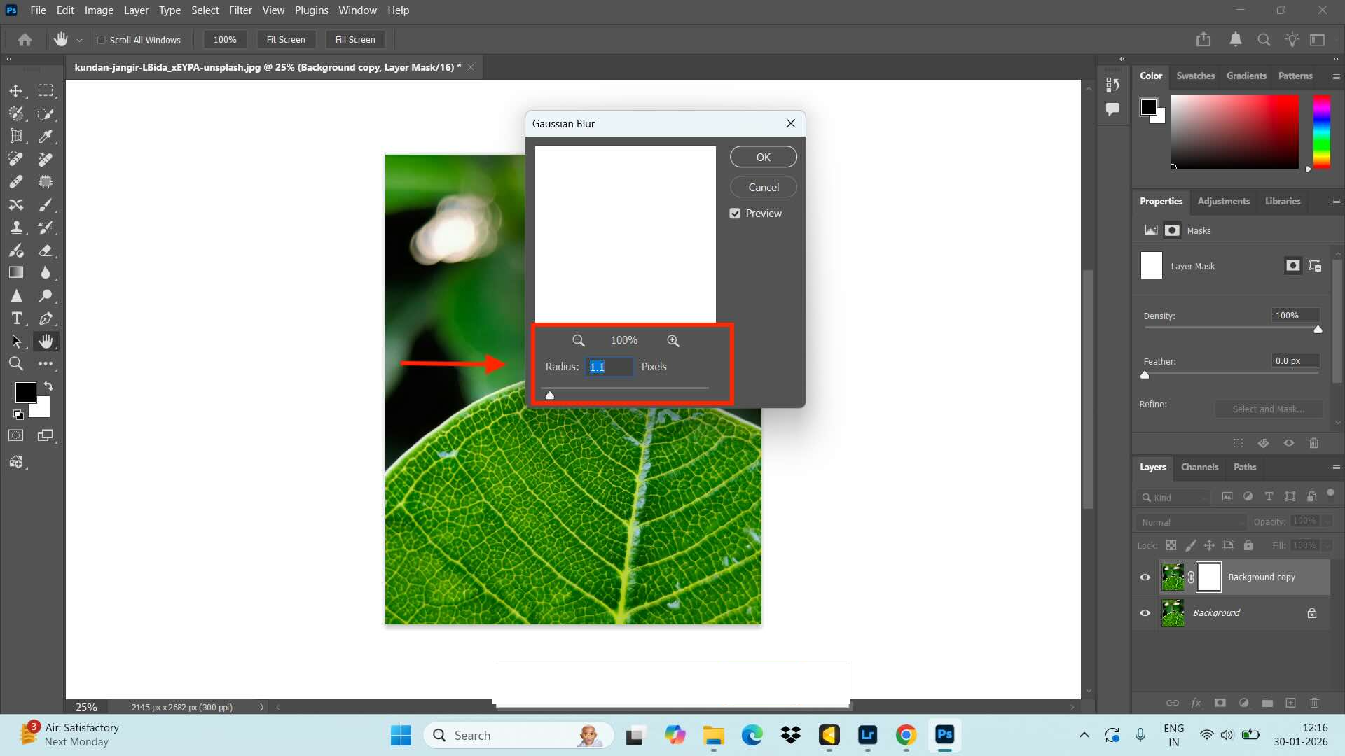 adobe photoshop set radius