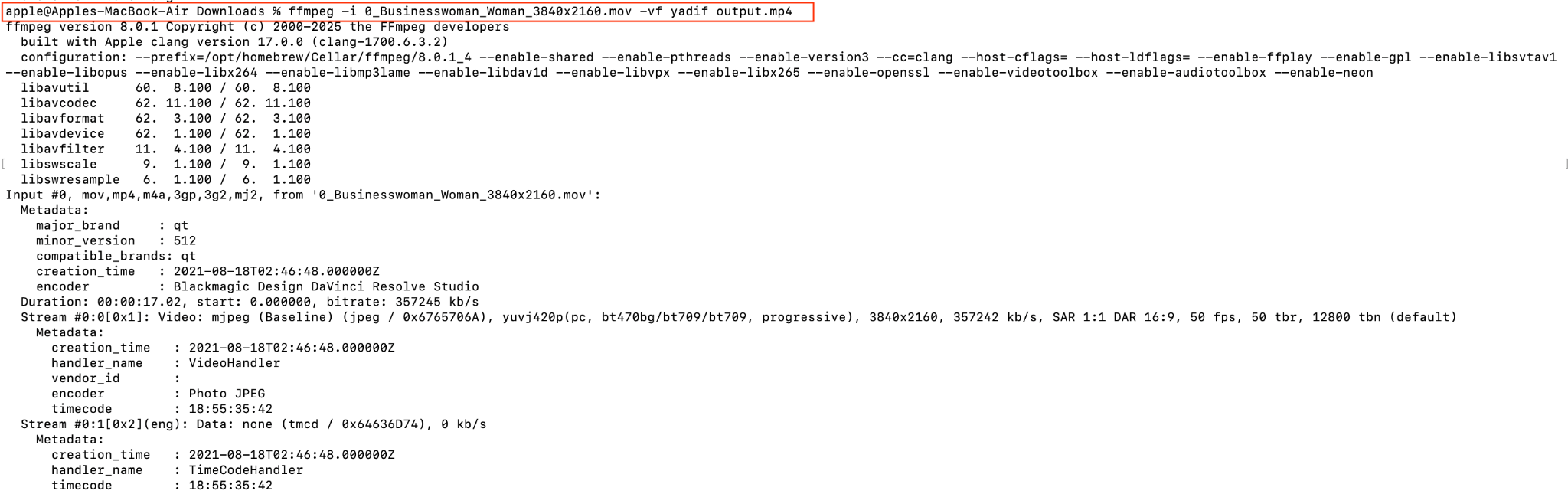ffmpeg deinterlace command