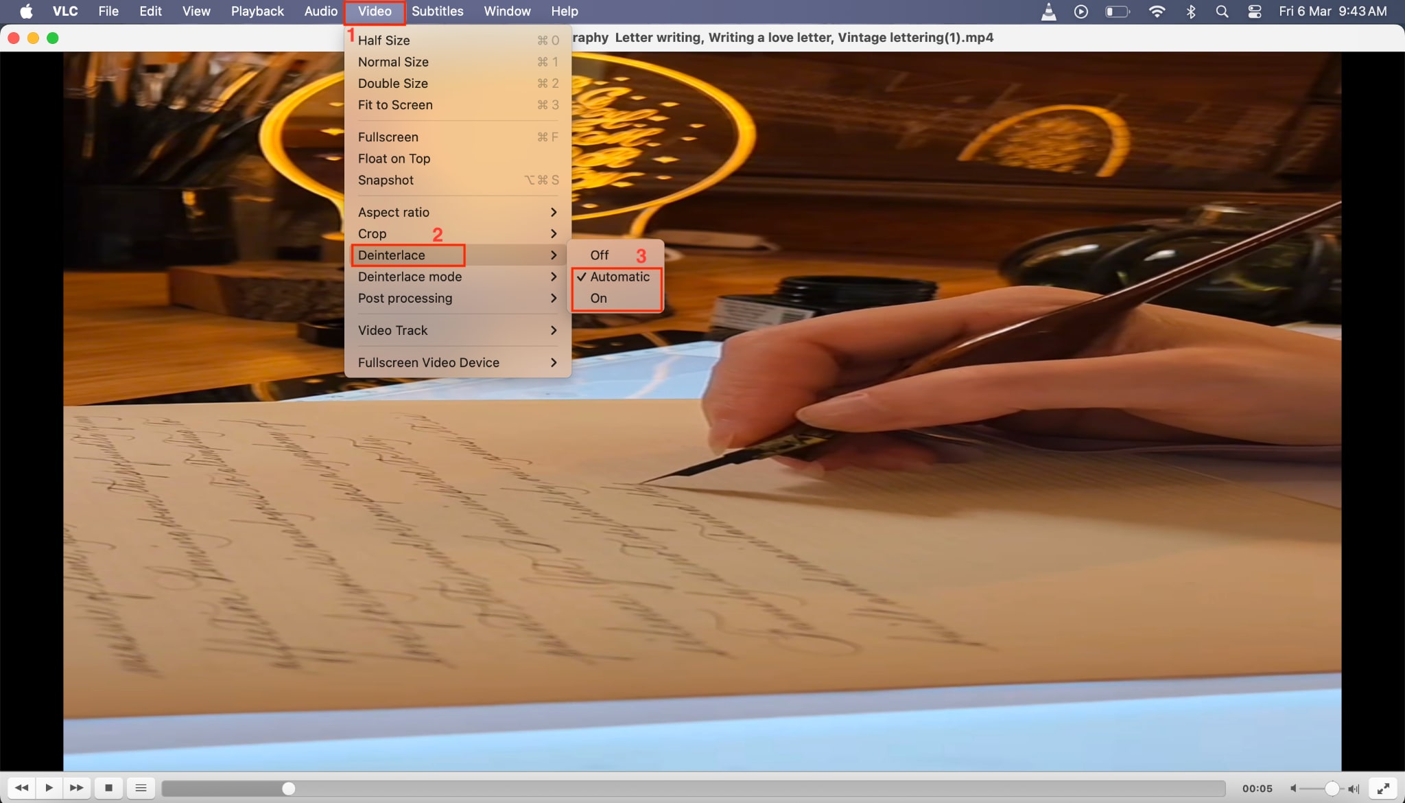vlc media player deinterlace on