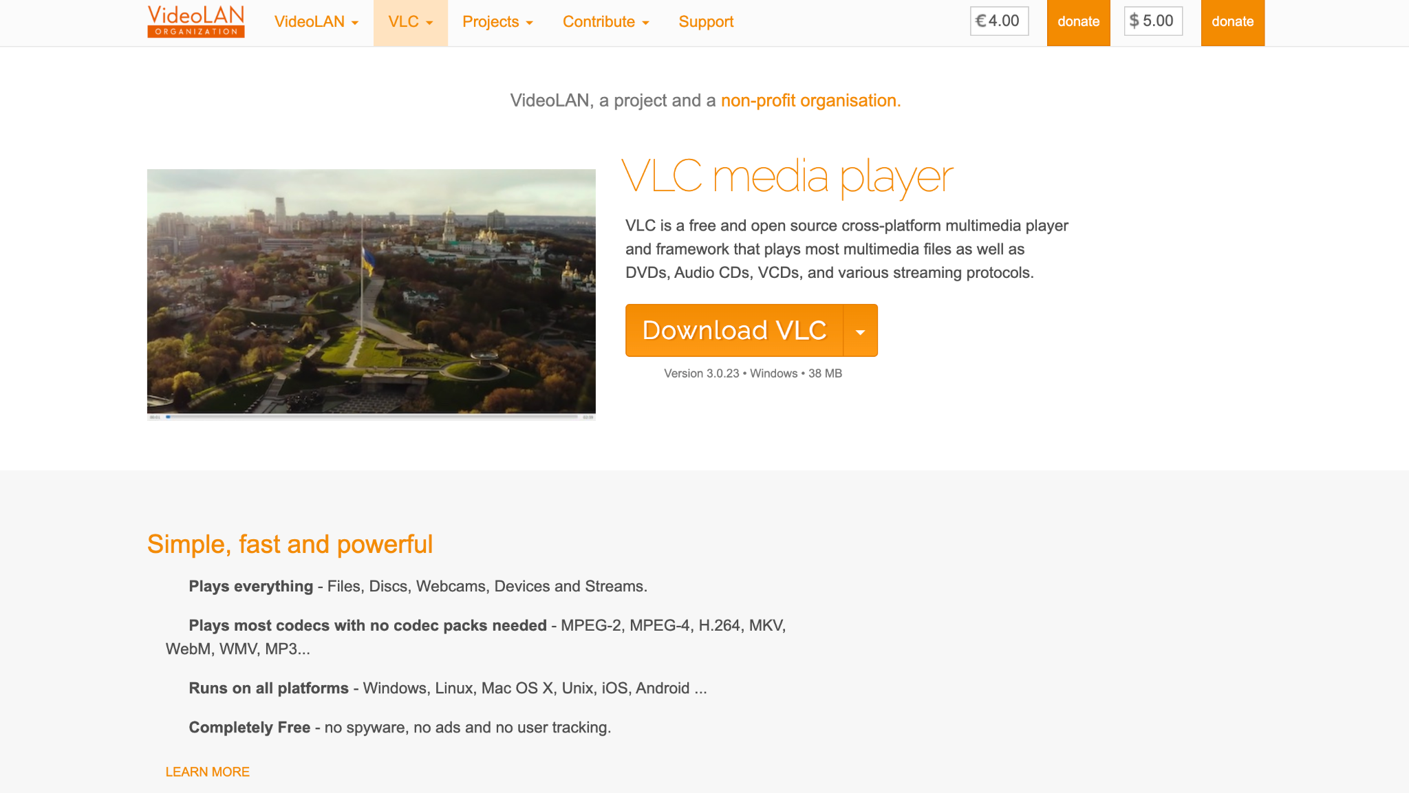 vlc media player homepage