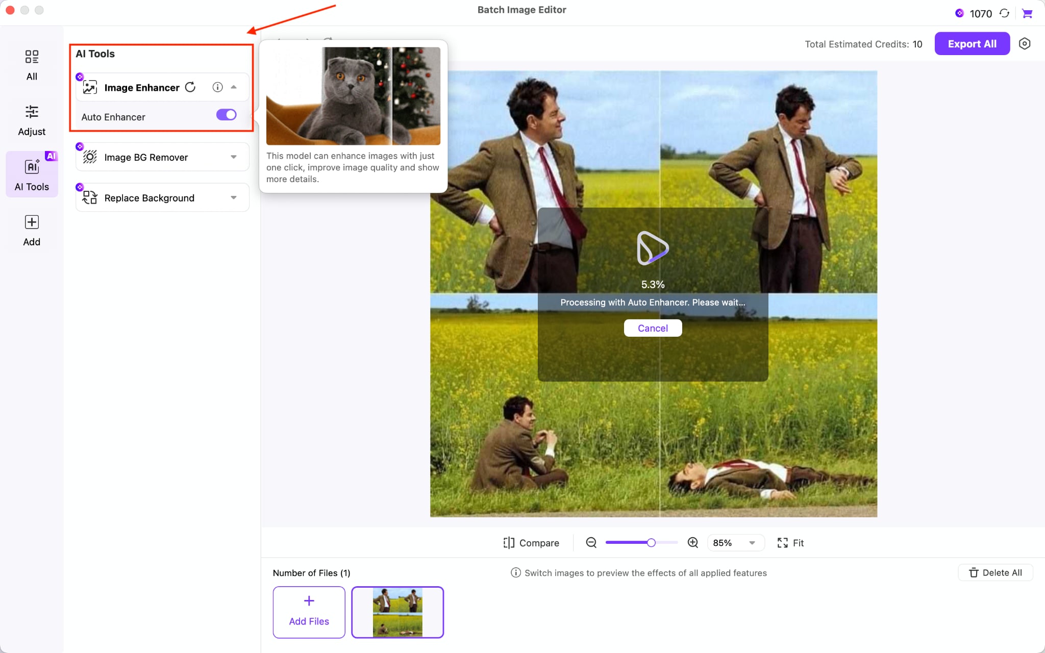 wondershare uniconverter image enhancer auto enhance
