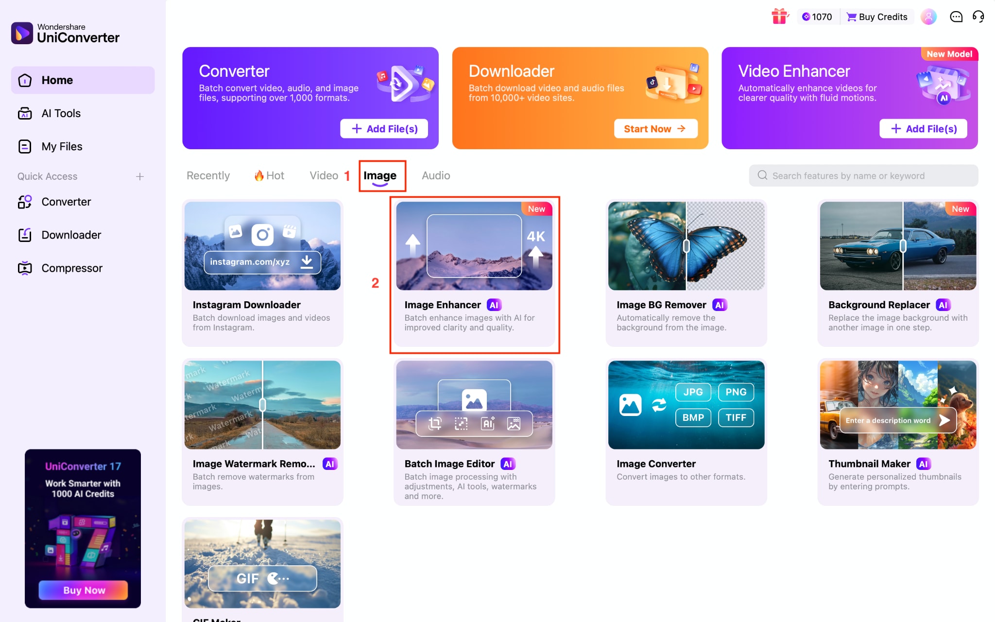wondershare uniconverter image enhancer