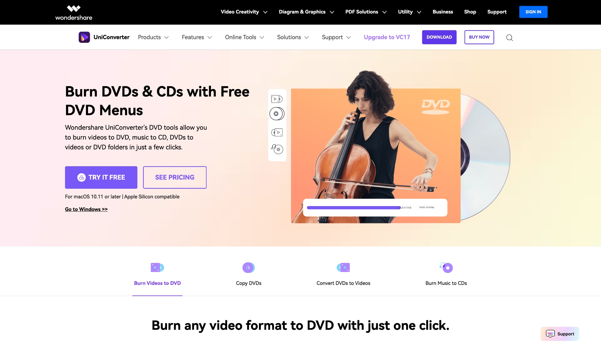 wondershare uniconverter homepage