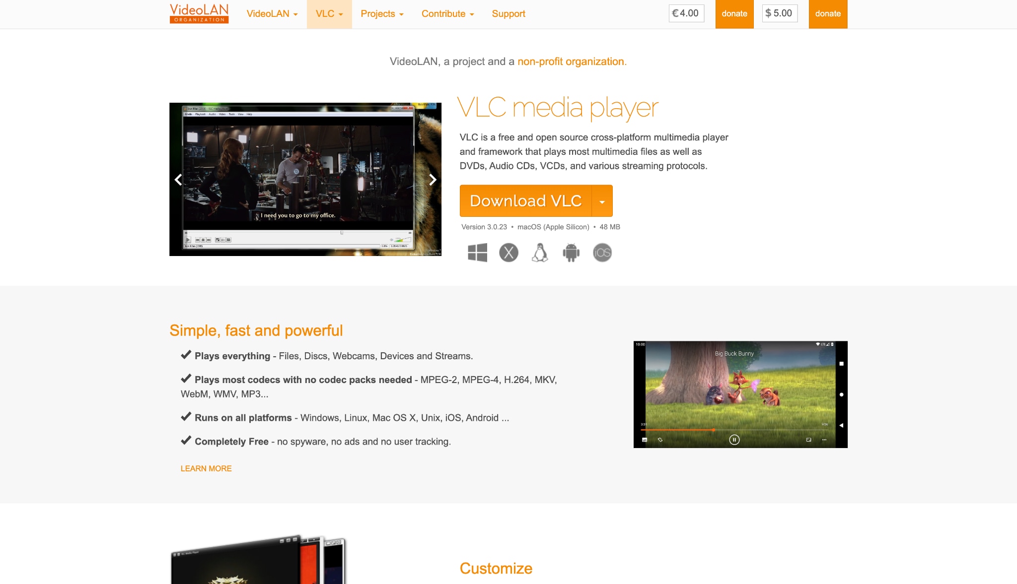vlc media player homepage
