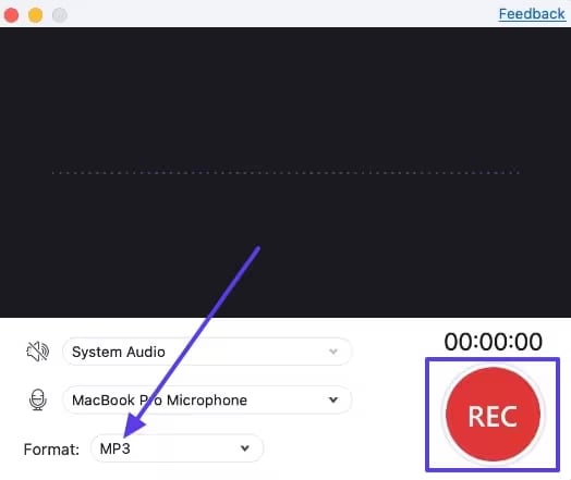choose destination and format of recording