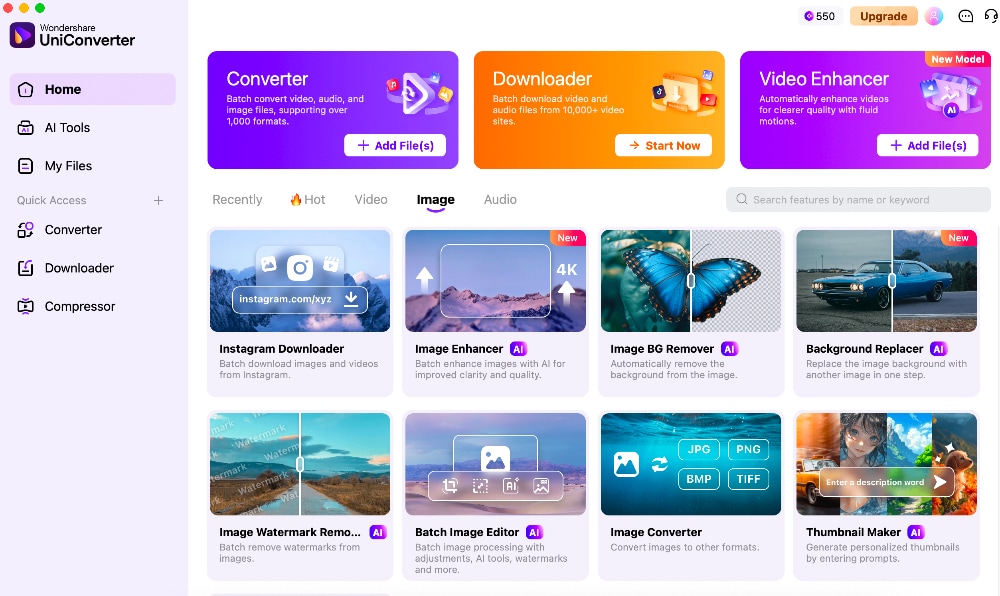 launch uniconverter image editor