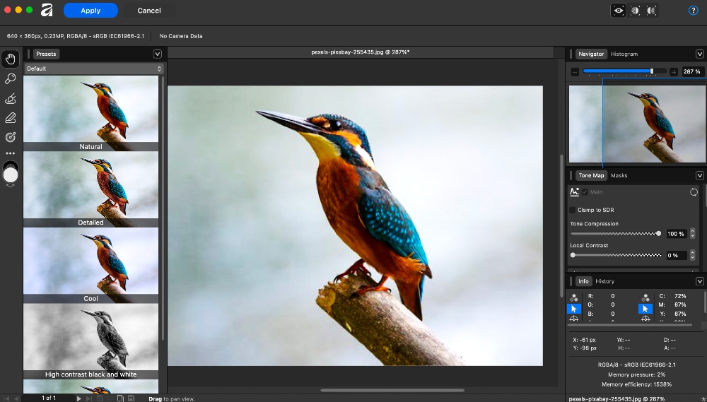 affinity photo tone mapping presets