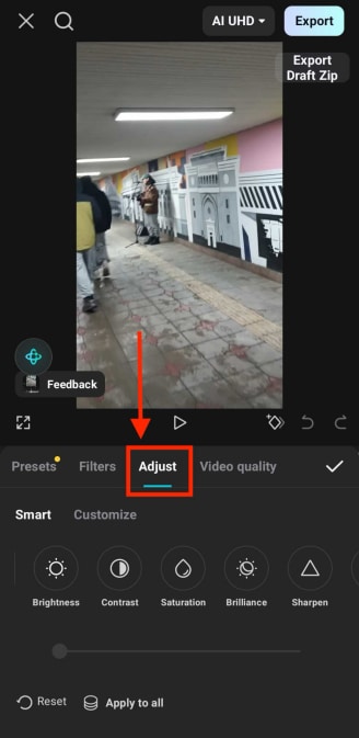 capcut mobile app adjust