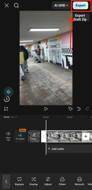capcut mobile app export