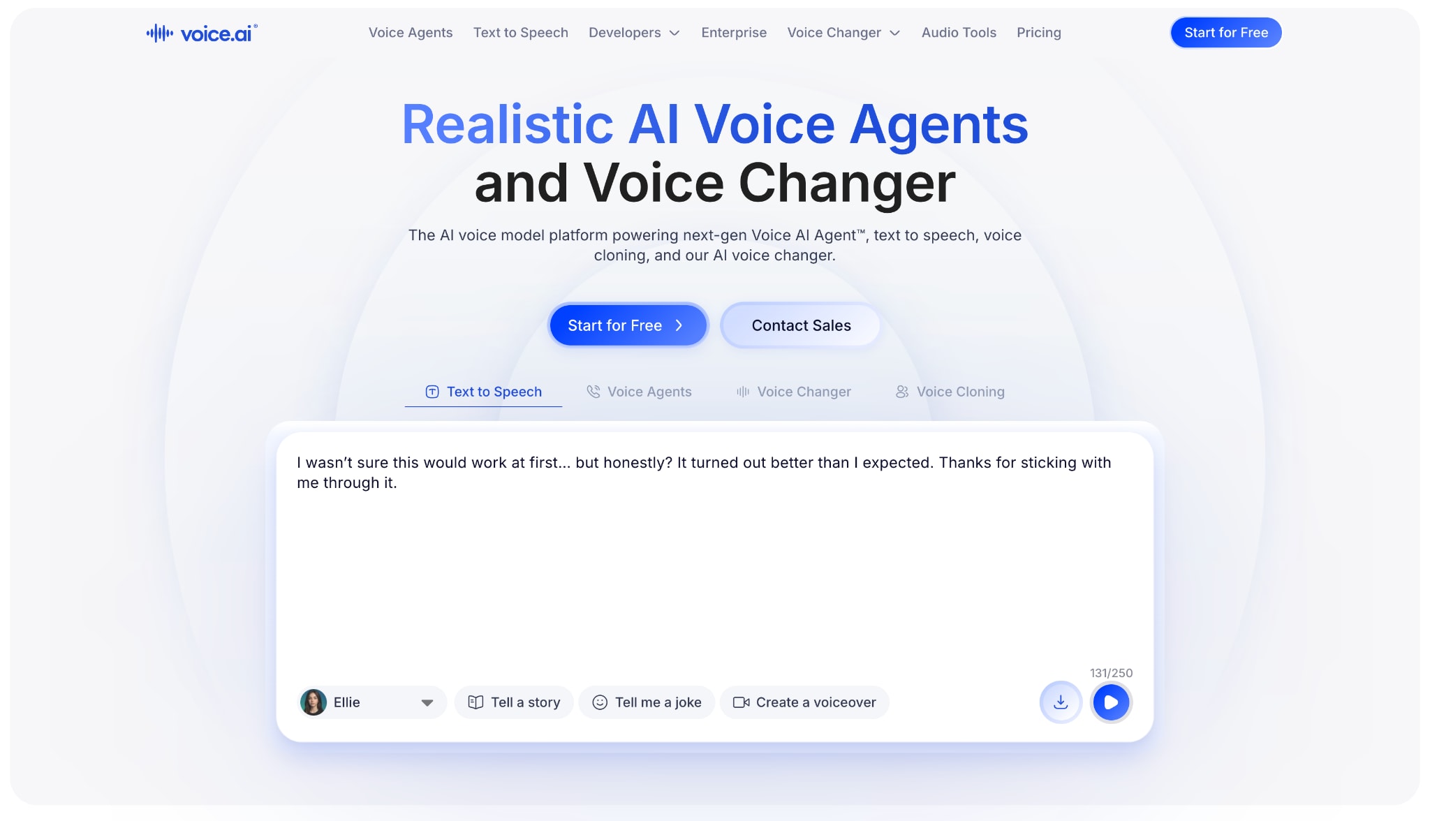 voice.ai homepage