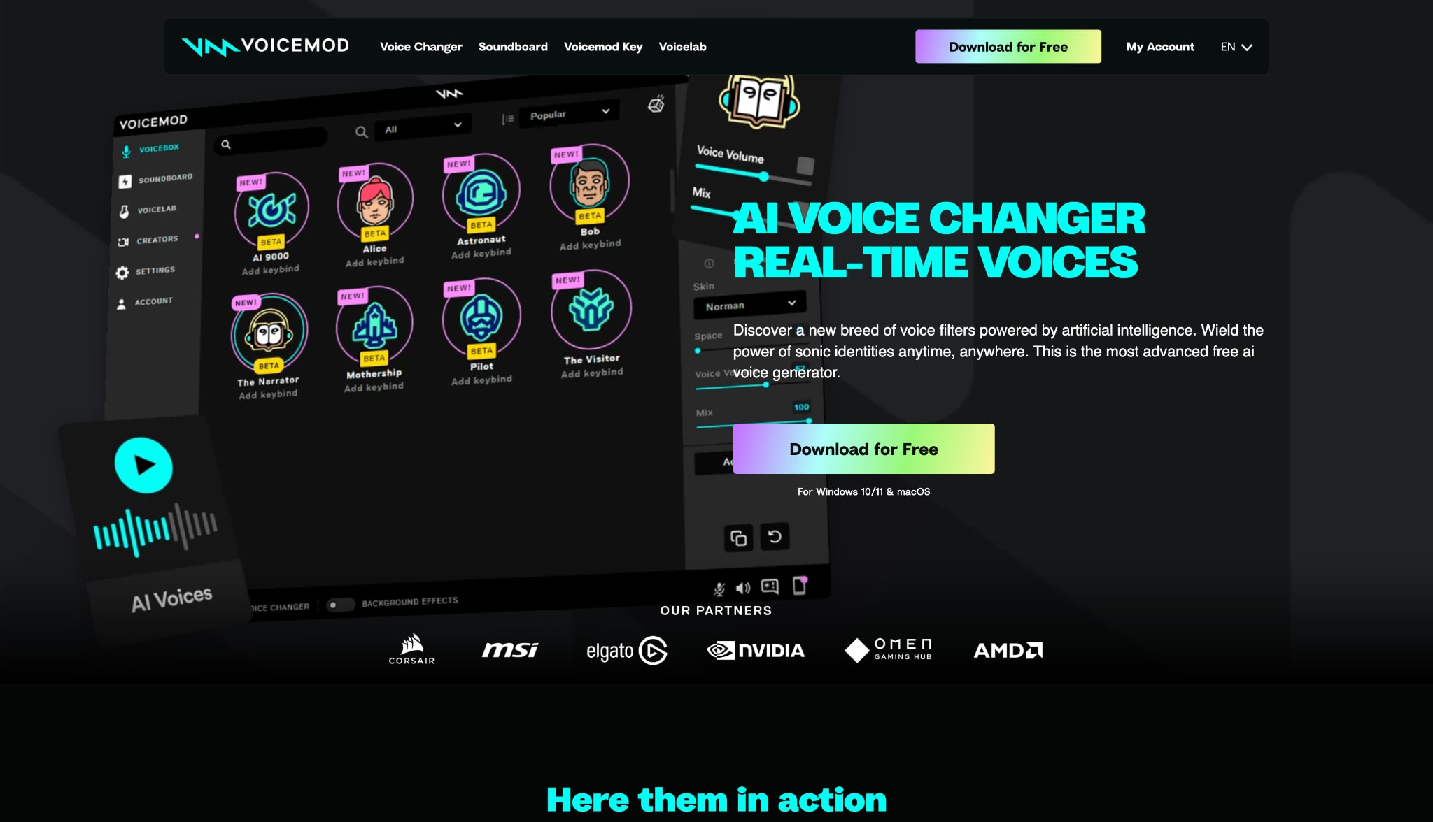 voicemod ai homepage