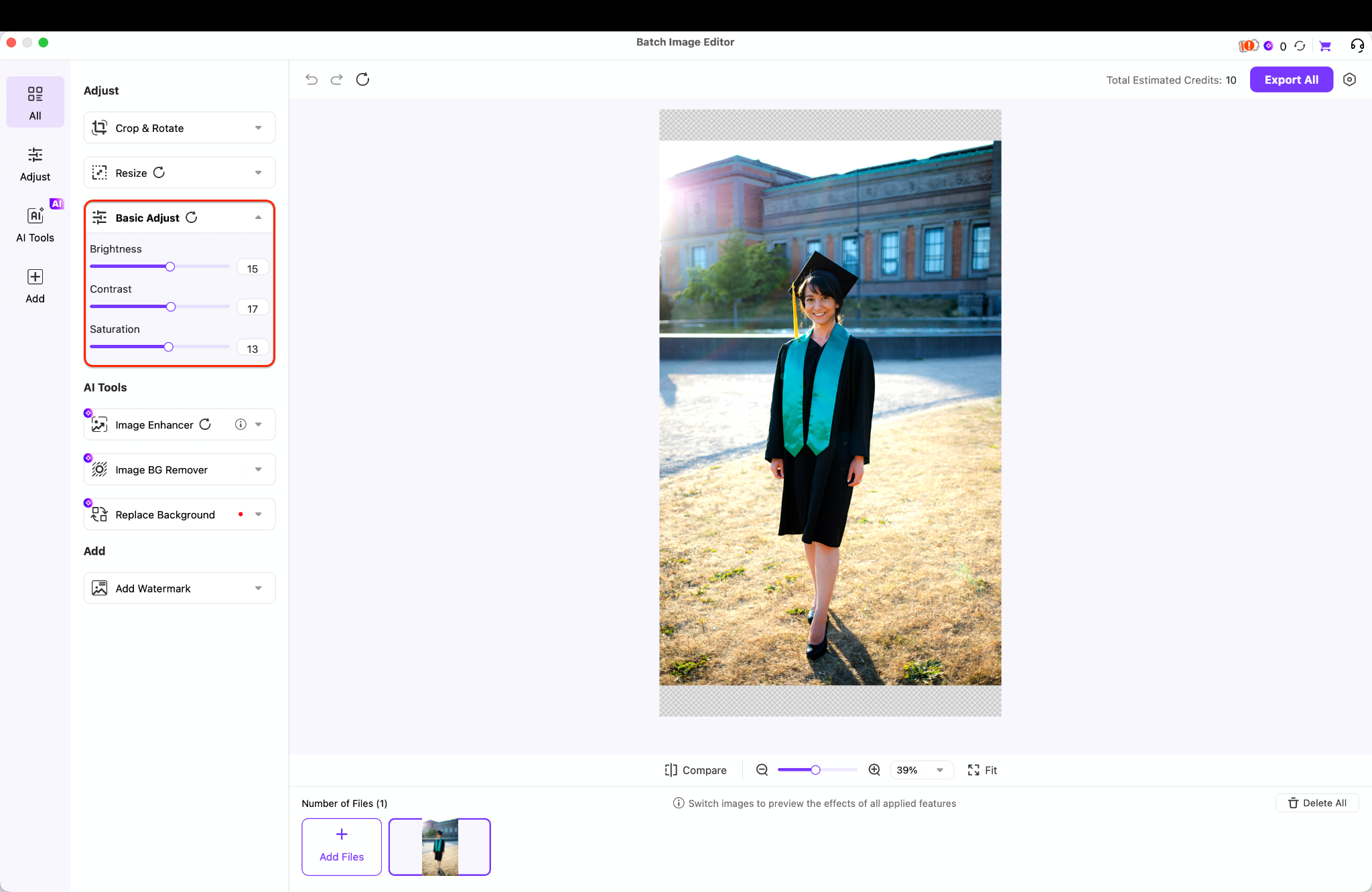 adjusting photo brightness and contrast