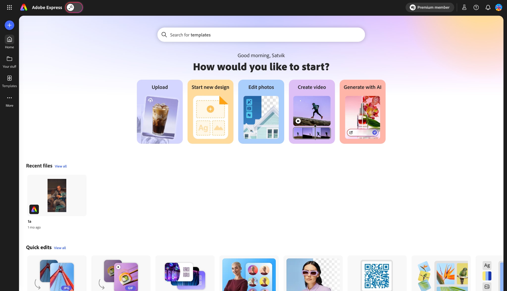 adobe express homepage